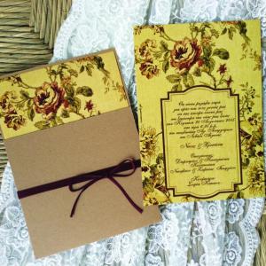 Προσκλητηρια γαμου -Γ1622 - <p>Floral συρταρωτό προσκλητήριο γάμου από οικολογικό χαρτί και ιδιαίτερο δέσιμο...</p>...